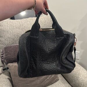 Alexander Wang Black Pebble Leather ROCCO Bag Rose Gold Hardware Great Condition